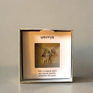 Unicorn Fine Silver Plated Crystal Necklace w/ Charms